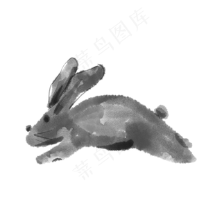 水墨奔月中秋节水彩月兔