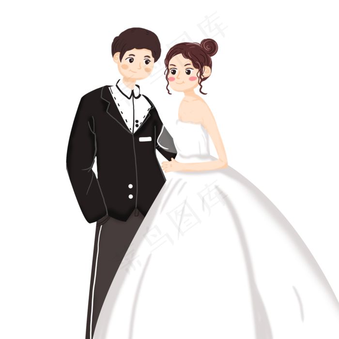 卡通结婚的人物手绘元素