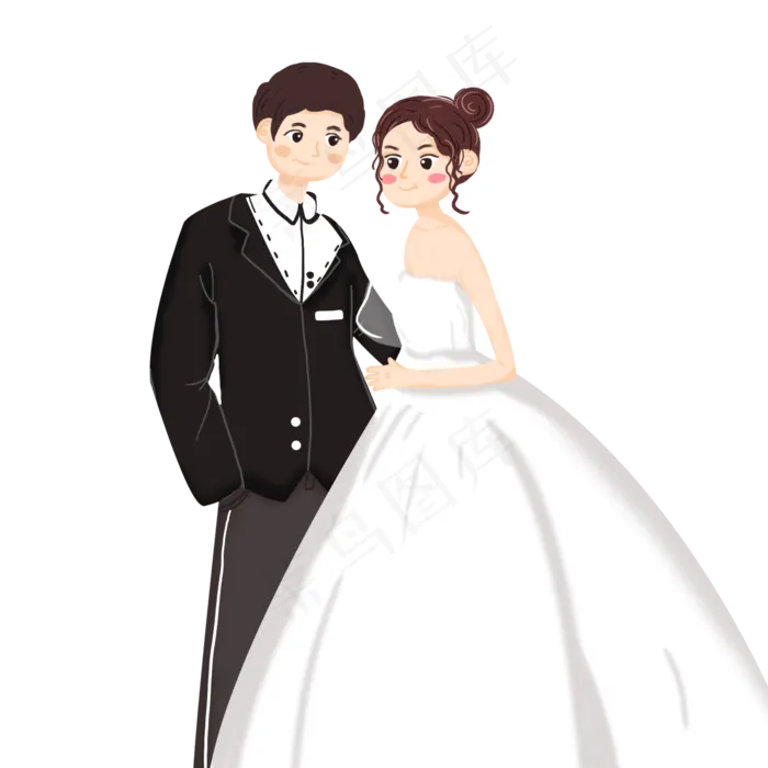 卡通结婚的人物手绘元素(2000X2000(DPI:300))psd模版下载