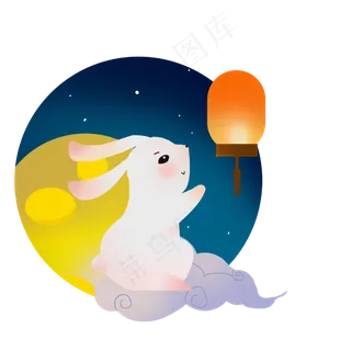 中秋赏灯的玉兔