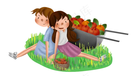 秋季采摘苹果的女孩