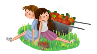 秋季采摘苹果的女孩