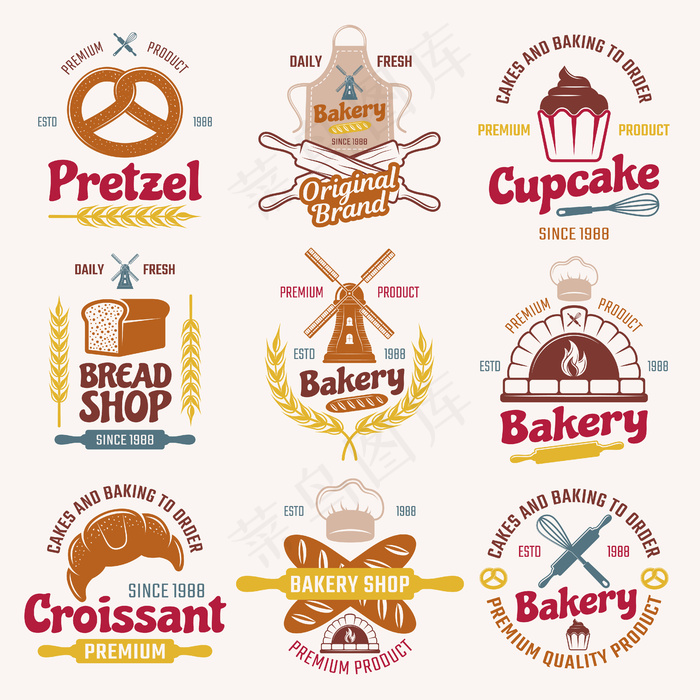 面粉制品复古风格标志