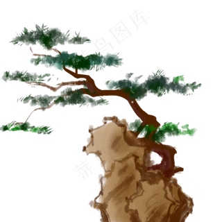 中国风古风水墨松树