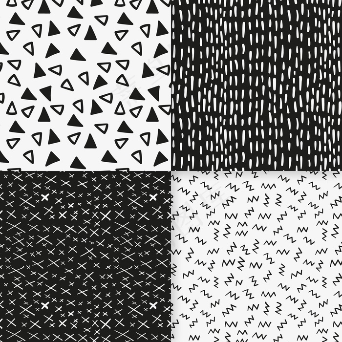 微小的黑白形状无缝图案模板