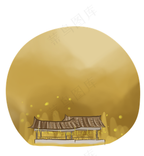 秋天古风建筑提示框