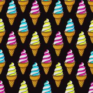 可爱的无缝图案的彩色卡通冰淇淋。矢量图解