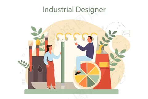 工业er概念。艺术家创造现代环境对象。产品可用性，制造开发。