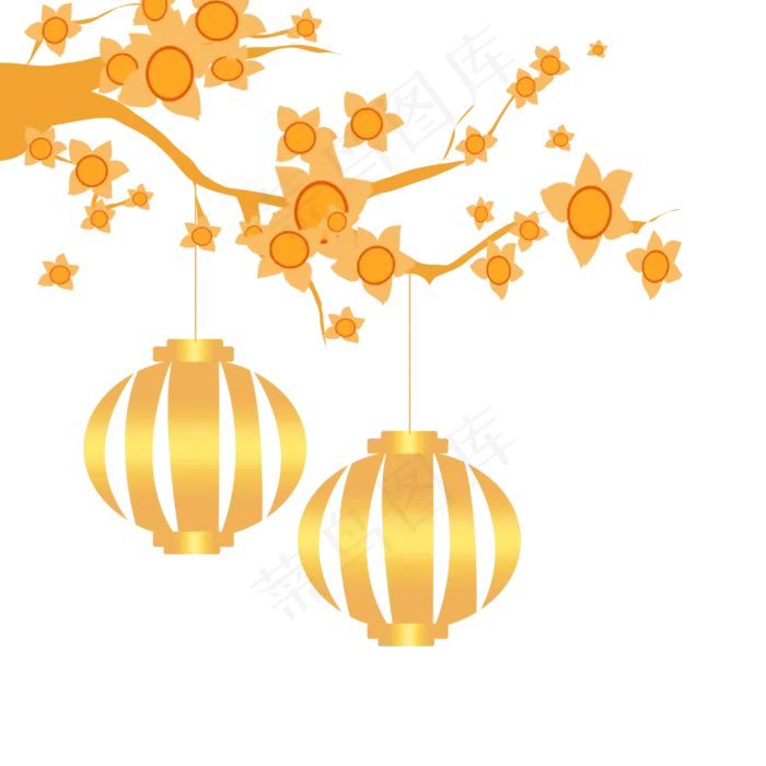梅花枝悬挂灯笼(3000X3000(DPI:300))psd模版下载