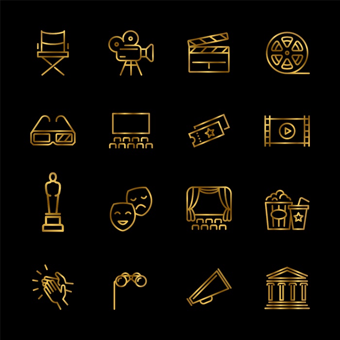 黄金娱乐和性能线矢量图标