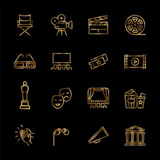 黄金娱乐和性能线矢量图标