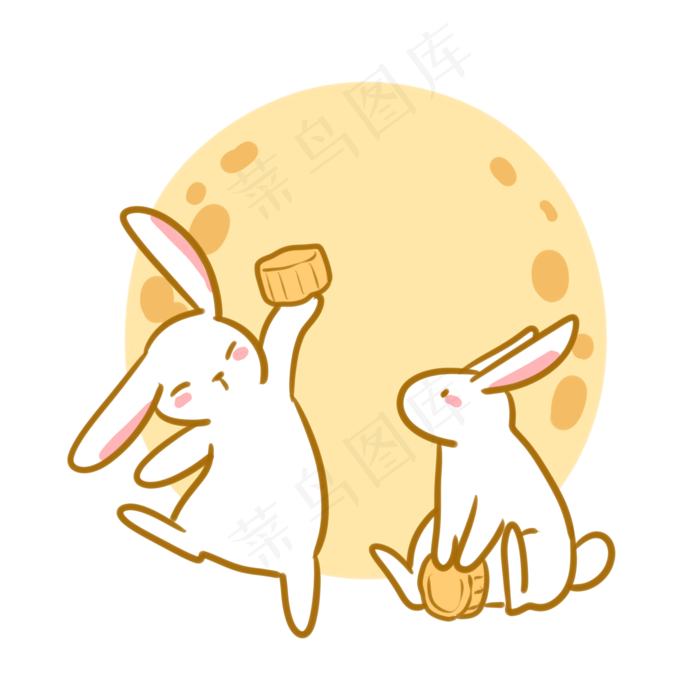拿着月饼的玉兔(2100X2100(DPI:300))psd模版下载