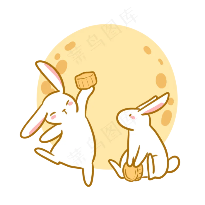 拿着月饼的玉兔(2100X2100(DPI:300))psd模版下载