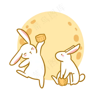 拿着月饼的玉兔