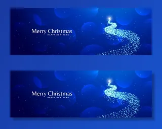 闪亮创意圣诞树设计蓝旗