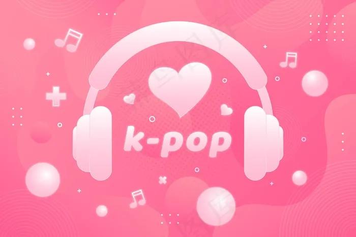 带耳机的K-pop音乐概念eps,ai矢量模版下载