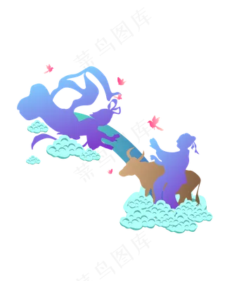 七夕牛郎织女剪影