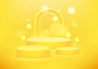 空的讲台演播室黄色背景