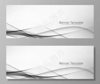 抽象的灰色和白色时尚波浪横幅banner设计矢量
