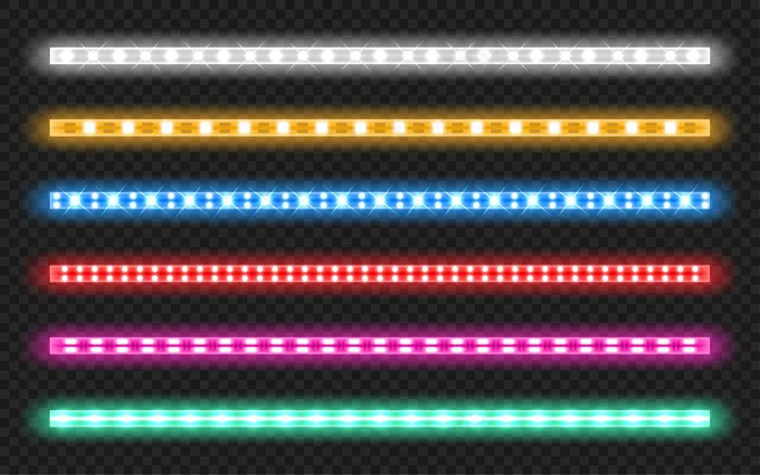 一套具有霓虹灯发光效果的led灯条eps,ai矢量模版下载