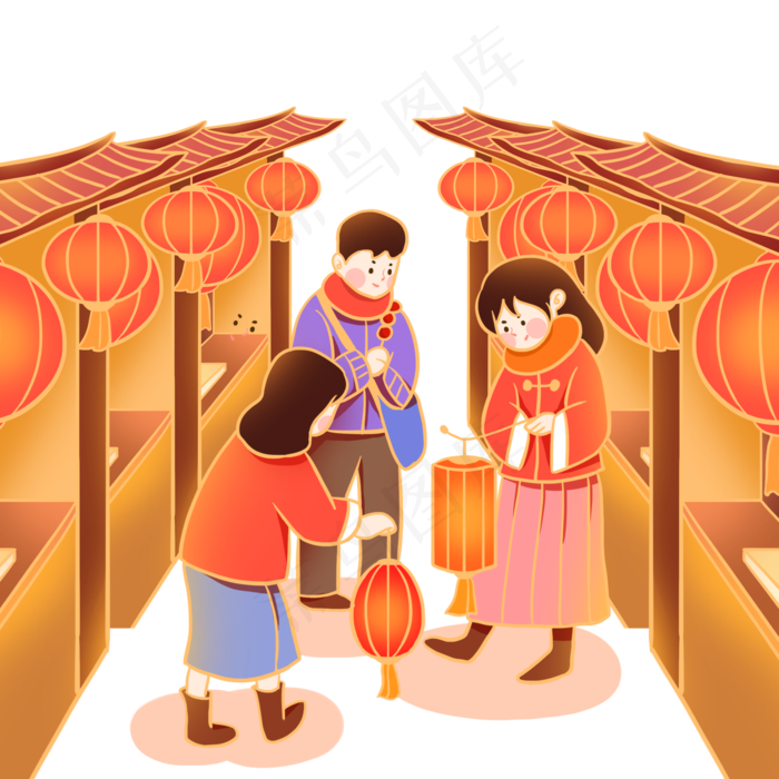 新年逛庙会(2000X2000(DPI:300))psd模版下载
