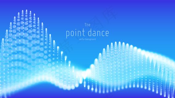 抽象蓝色粒子波，点阵，浅景深。未来派插图。技术数字飞溅或数据点爆炸。点舞波形。