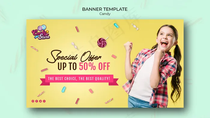 糖果店特价横幅bannerpsd模版下载