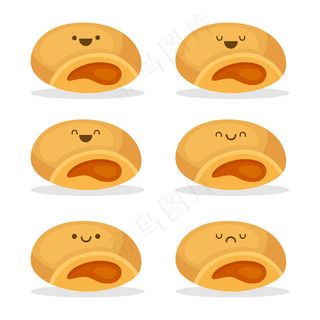 咬饼干卡通卡瓦伊孤立的白色