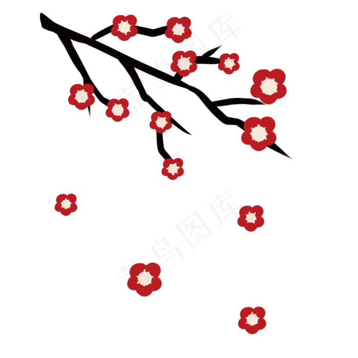 矢量红色扁平梅花(2000*2000px 150 dpi )ai矢量模版下载