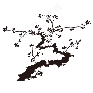 水墨梅花纯色手绘