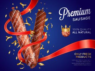 逼真的高级香肠横幅banner模板