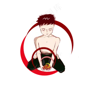 中元节卡通手绘风男图标元素