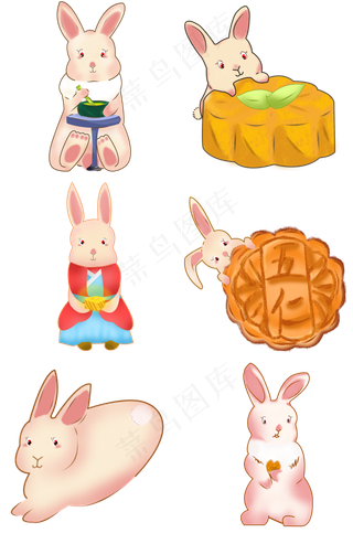 中秋手绘月兔元素免费下载