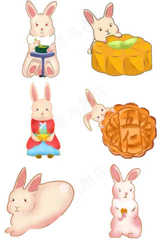 中秋手绘月兔元素免费下载