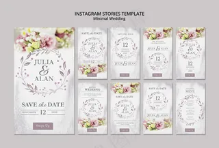 拼贴花卉最小婚礼模板故事模板