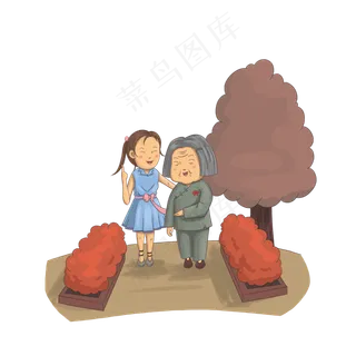 重阳节扶老奶奶外出散步