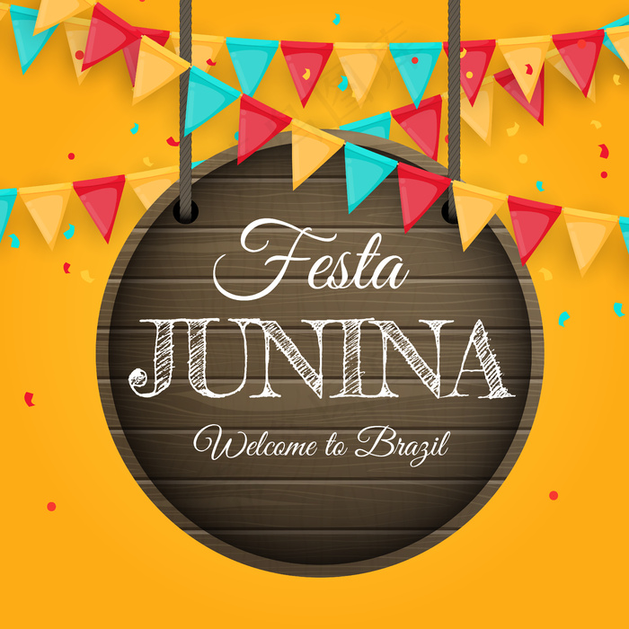 带有党旗花环的Festa junina背景。eps,ai矢量模版下载