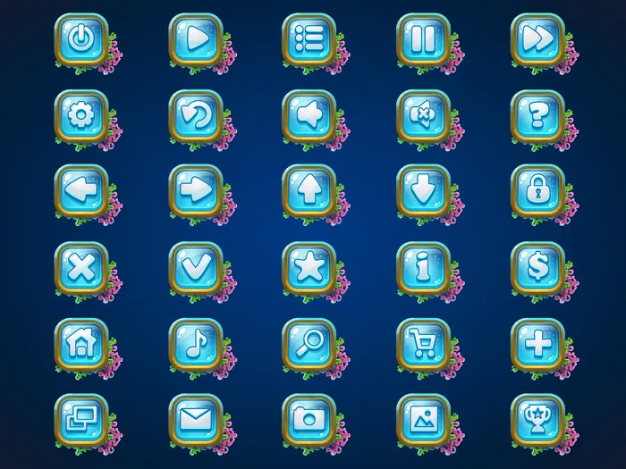 在atlantis Rions游戏用户界面背景上为网络视频游戏设置按钮eps,ai矢量模版下载