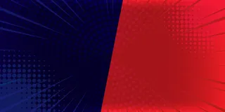 波普艺术漫画背景闪电爆炸半色调点。红色和蓝色的卡通插图。