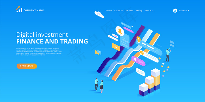 数字投资。在线统计。等轴测幻觉