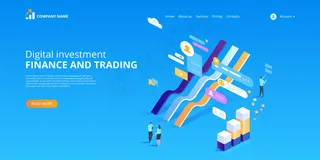 数字投资。在线统计。等轴测幻觉