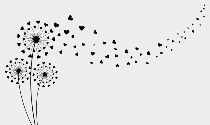 蒲公英与飞蝴蝶和种子矢量图