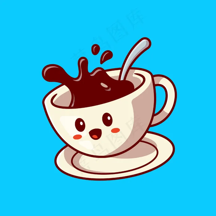可爱的快乐咖啡杯卡通矢量图标插图。饮料人物图标概念。平面卡通风格eps,ai矢量模版下载