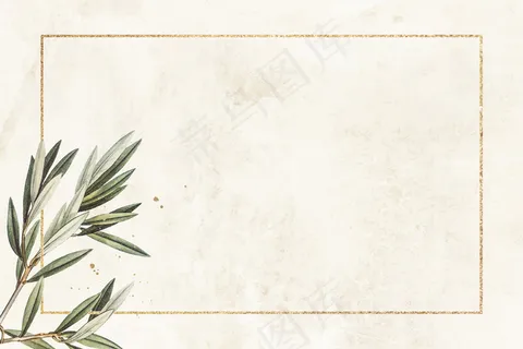 带橄榄枝图案矢量的矩形金框