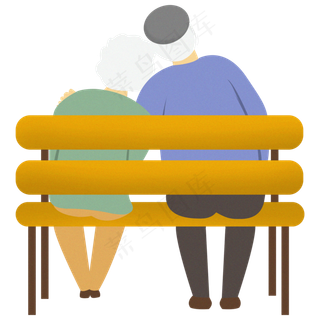 重阳节剪切画风老人背影分层ps