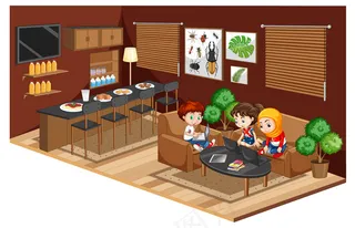 孩子们在客厅做作业