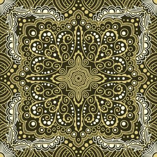 黑色背景上的螺旋、漩涡、链条的无缝金色图案