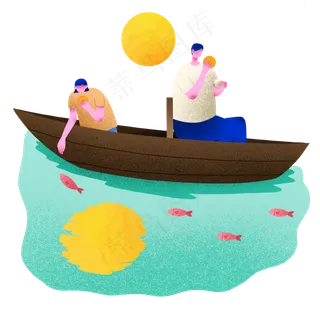 中秋节划船人物