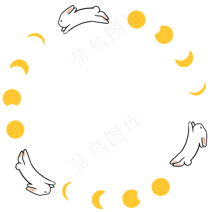 白色兔子中秋边框(2953X2953(DPI:300))psd模版下载