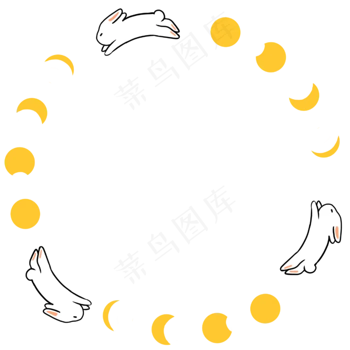 白色兔子中秋边框(2953X2953(DPI:300))psd模版下载